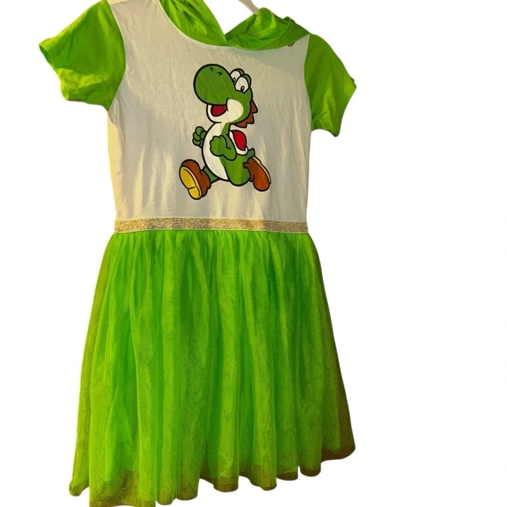 New Super Mario Girls Yoshi Tutu Hooded Dress Kids Size XL 14 costume